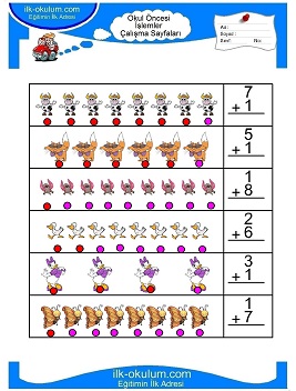 Çocuklar İçin toplam işlemi yaprak testleri 
